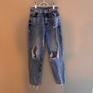 Koaj Super High Rise Mom Fit Distressed Blue Jeans Size 4